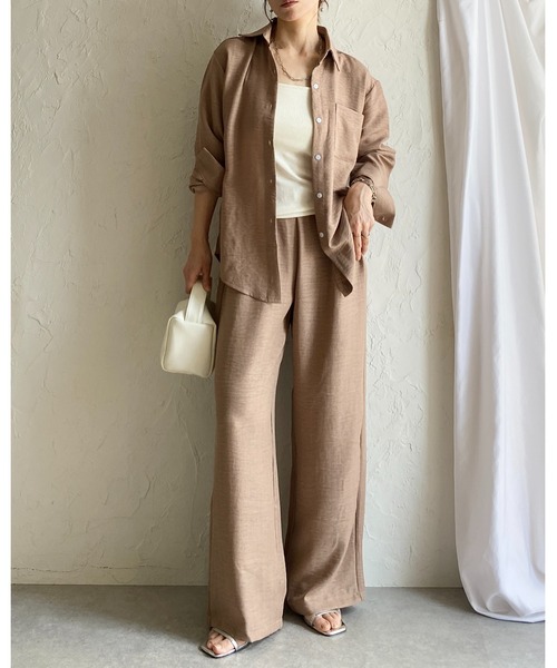 She's Closet(シーズクローゼット)の「長袖 無地 オーバーサイズシャツ ワイドパンツ セットアップ(セットアップ・レディース・アイボリー/モカ/ブラック・FREE)」の17枚目の写真
