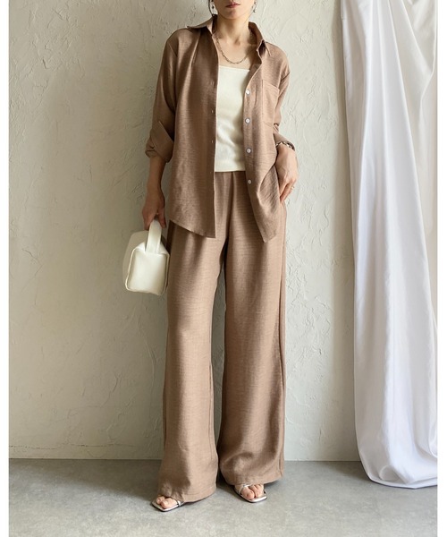 She's Closet(シーズクローゼット)の「長袖 無地 オーバーサイズシャツ ワイドパンツ セットアップ(セットアップ・レディース・アイボリー/モカ/ブラック・FREE)」の18枚目の写真