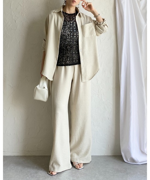 She's Closet(シーズクローゼット)の「長袖 無地 オーバーサイズシャツ ワイドパンツ セットアップ(セットアップ・レディース・アイボリー/モカ/ブラック・FREE)」の19枚目の写真