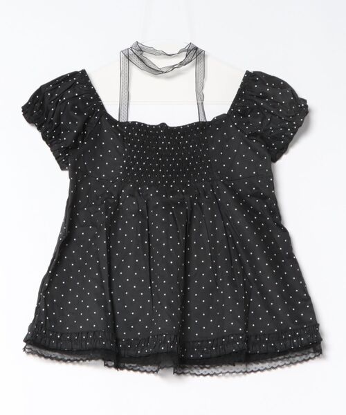 STAY MOTION（ステイモーション）の「【WEB限定】レースチョーカー付きドット柄ブラウス［骨格ウェーブ／ガーリー／フェミニン／韓国ファッション］（シャツ/ブラウス・レディース・オフホワイト/ブラック・F）」の10枚目の写真