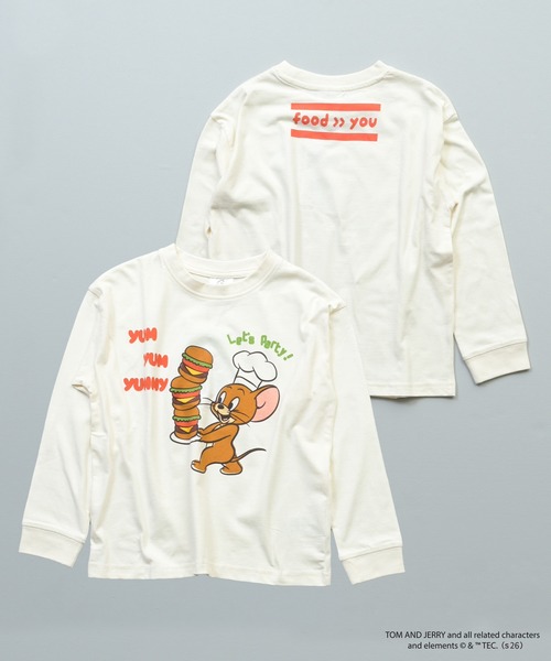 MARKEY'S(マーキーズ)の「【別注】トムとジェリー プリントリブ長袖Tシャツ/おとな(Tシャツ/カットソー・レディース・ブルー/オフホワイト/チャコール・170cm)」の2枚目の写真