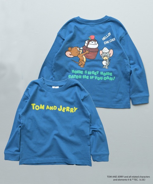 MARKEY'S(マーキーズ)の「【別注】トムとジェリー プリントリブ長袖Tシャツ/おとな(Tシャツ/カットソー・レディース・ブルー/オフホワイト/チャコール・170cm)」の1枚目の写真