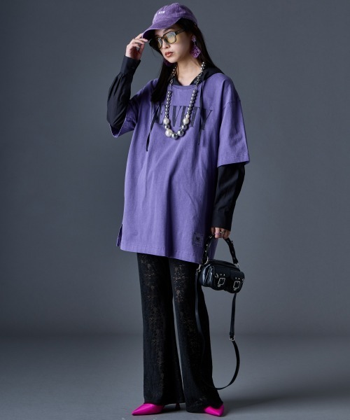 GEVS.（ジェイヴィス）の「シアーパーカーシャツ＜大きいサイズ有＞GEVS.（シャツ/ブラウス・レディース・ブラック/オフホワイト・M/3L/5L/4L/LL/L）」の6枚目の写真