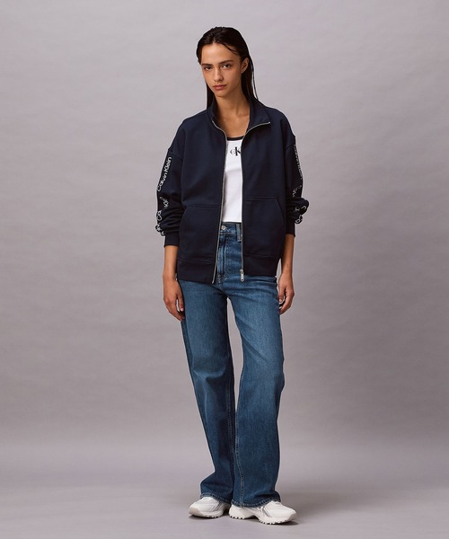 Calvin Klein（カルバン・クライン）の「ロゴテープフルシップジャケット（スウェット・レディース・オフホワイト/ネイビー・XS/M/S）」の11枚目の写真