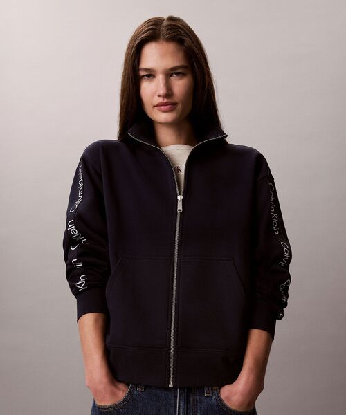Calvin Klein（カルバン・クライン）の「ロゴテープフルシップジャケット（スウェット・レディース・オフホワイト/ネイビー・XS/M/S）」の18枚目の写真