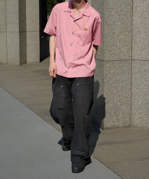 Perushu（ペルーシュ）の「FLOWER EMBROIDERED OPEN COLLAR SHIRT／フラワー刺繍オープンカラーシャツ（シャツ/ブラウス・メンズ・オフホワイト/ピンク/ブルー・LARGE/MEDIUM）」の21枚目の写真