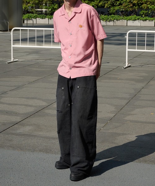 Perushu（ペルーシュ）の「FLOWER EMBROIDERED OPEN COLLAR SHIRT／フラワー刺繍オープンカラーシャツ（シャツ/ブラウス・メンズ・オフホワイト/ピンク/ブルー・LARGE/MEDIUM）」の22枚目の写真