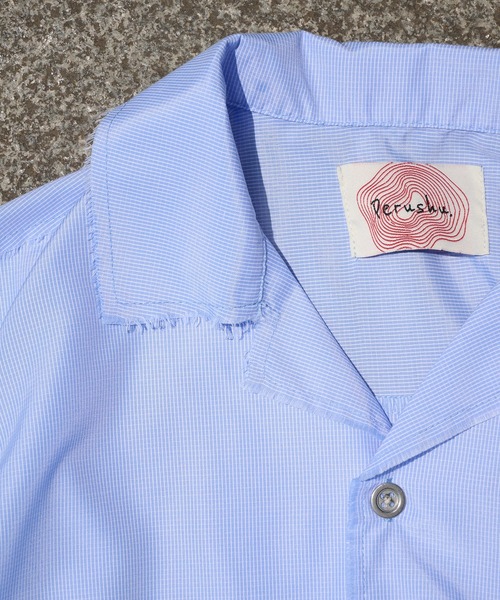Perushu（ペルーシュ）の「FLOWER EMBROIDERED OPEN COLLAR SHIRT／フラワー刺繍オープンカラーシャツ（シャツ/ブラウス・メンズ・オフホワイト/ピンク/ブルー・LARGE/MEDIUM）」の17枚目の写真