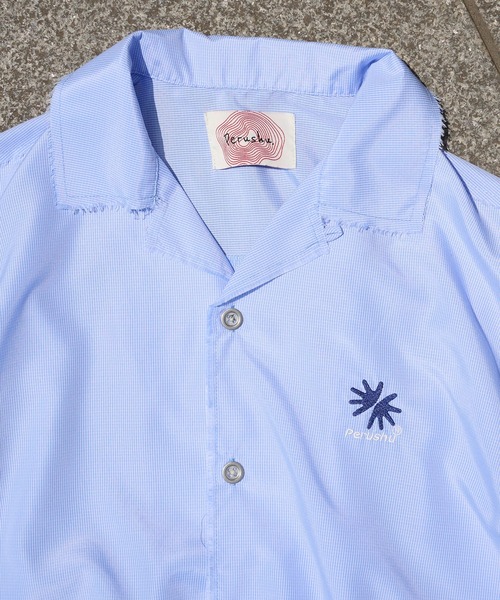 Perushu（ペルーシュ）の「FLOWER EMBROIDERED OPEN COLLAR SHIRT／フラワー刺繍オープンカラーシャツ（シャツ/ブラウス・メンズ・オフホワイト/ピンク/ブルー・LARGE/MEDIUM）」の18枚目の写真