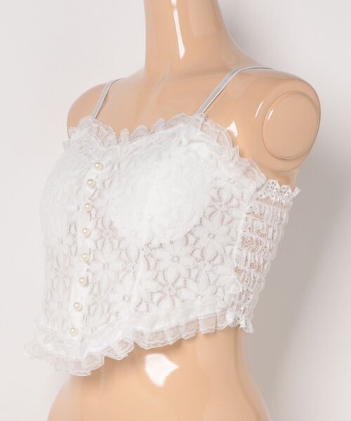 Lace Ladies(レースレディース)の「花柄 レース フリル カップ付き キャミソール ブラトップ(キャミソール・レディース・ブラック/ホワイト・FREE)」の3枚目の写真