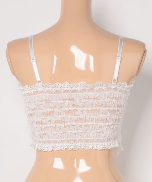 Lace Ladies(レースレディース)の「花柄 レース フリル カップ付き キャミソール ブラトップ(キャミソール・レディース・ブラック/ホワイト・FREE)」の4枚目の写真