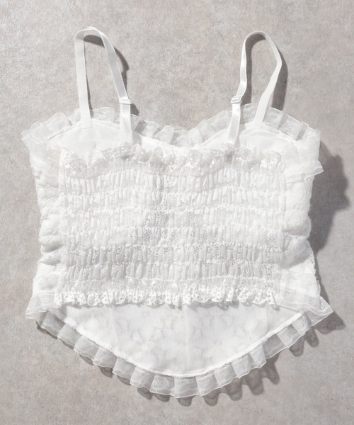 Lace Ladies(レースレディース)の「花柄 レース フリル カップ付き キャミソール ブラトップ(キャミソール・レディース・ブラック/ホワイト・FREE)」の19枚目の写真