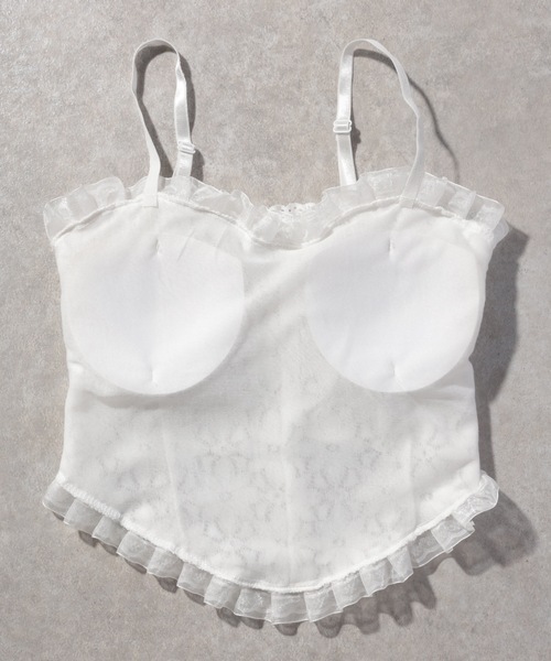 Lace Ladies(レースレディース)の「花柄 レース フリル カップ付き キャミソール ブラトップ(キャミソール・レディース・ブラック/ホワイト・FREE)」の21枚目の写真