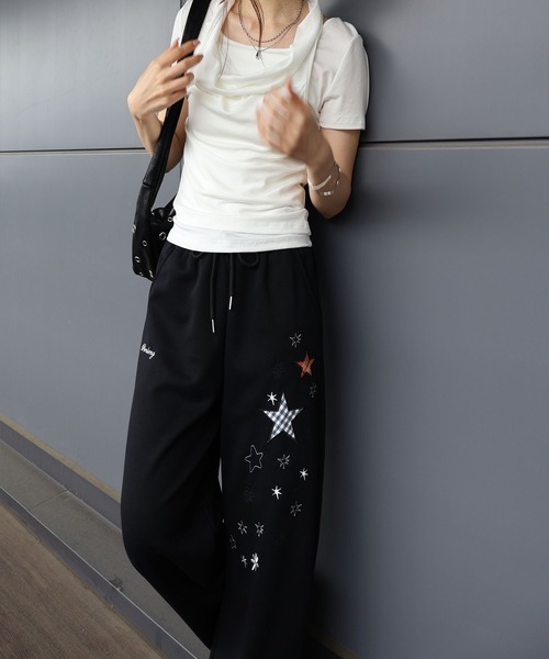 SpRay(スプレイ)の「星柄パッチスウェットパンツ(スウェットパンツ・レディース・オートミール/アイボリー/ブラック・FREE)」の11枚目の写真