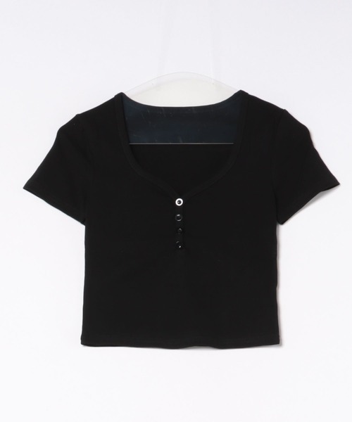 Chiina(チーナ)の「【Chiina】Vネックショートスリーブトップス(Tシャツ/カットソー・レディース・ブラック/グレー/イエロー/ホワイト・FREE)」の7枚目の写真