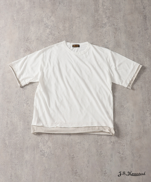 JOURNAL STANDARD J.S HOMESTEAD(ジャーナルスタンダードホームステッド)の「J.S.Homestead / ボーダー トランジション Tシャツ(Tシャツ/カットソー・メンズ・ブラウン系その他/ホワイト/ブラック・MEDIUM/LARGE)」の2枚目の写真