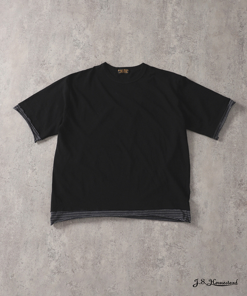 JOURNAL STANDARD J.S HOMESTEAD(ジャーナルスタンダードホームステッド)の「J.S.Homestead / ボーダー トランジション Tシャツ(Tシャツ/カットソー・メンズ・ブラウン系その他/ホワイト/ブラック・MEDIUM/LARGE)」の1枚目の写真