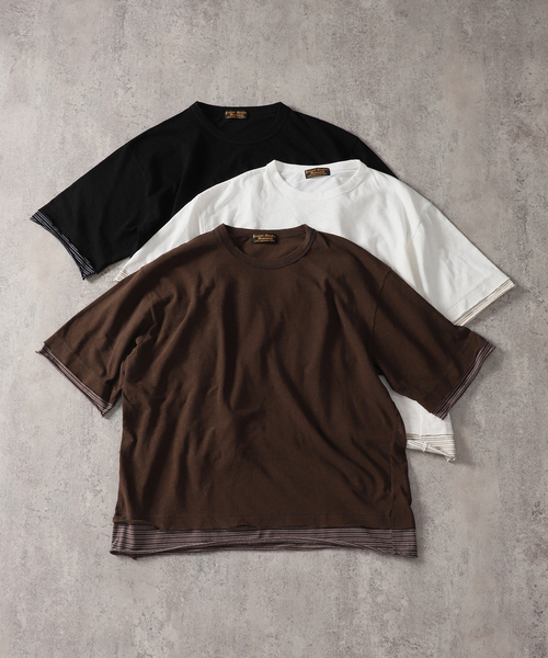 JOURNAL STANDARD J.S HOMESTEAD(ジャーナルスタンダードホームステッド)の「J.S.Homestead / ボーダー トランジション Tシャツ(Tシャツ/カットソー・メンズ・ブラウン系その他/ホワイト/ブラック・MEDIUM/LARGE)」の4枚目の写真