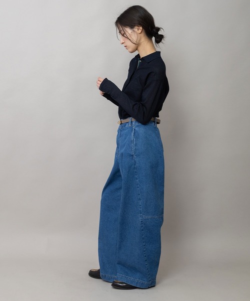 Munich(ミューニック)の「11ozオープンエンドデニム バレルパンツ(デニムパンツ・レディース・ブルー/ブラック・M/XS/S)」の6枚目の写真