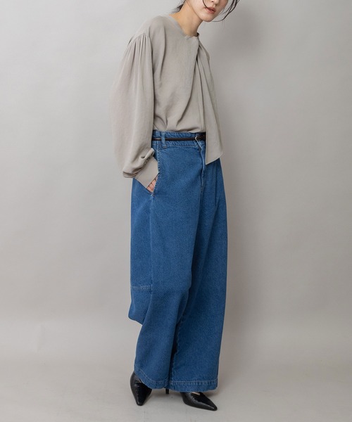 Munich(ミューニック)の「11ozオープンエンドデニム バレルパンツ(デニムパンツ・レディース・ブルー/ブラック・M/XS/S)」の19枚目の写真