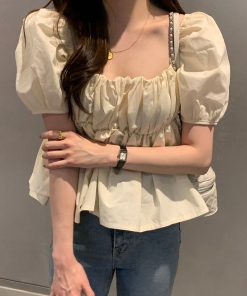 Vipoa(ヴィポア)の「Volume gather puff blouse(シャツ/ブラウス・レディース・アイボリー/ブラック/ホワイト・FREE)」の14枚目の写真