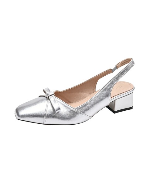 shoes365(シューズスリーシックスファイヴ)の「SHOES 365リボン スクエアトゥ バックストラップ 太ヒール サンダルパンプス (SS)(パンプス・レディース・アイボリー/シルバー・23.0cm/23.5cm/24.0cm/24.5cm)」の21枚目の写真