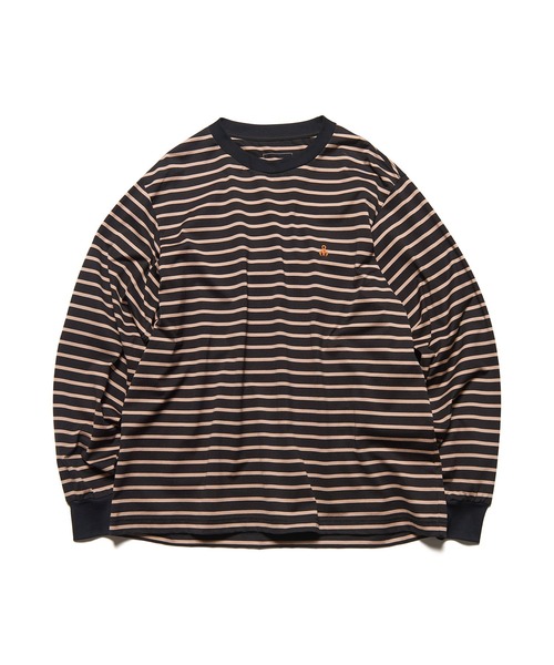 SOPHNET.(ソフネット)の「SCORPION BORDER L/S WIDE TEE(Tシャツ/カットソー・メンズ・ネイビー/ベージュ・3/4/2/1/5)」の2枚目の写真