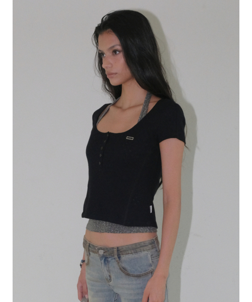 ORDINARY HOLIDAY（オーディナリー ホリデー）の「HALTER LAYERED SHORT SLEEVE SET [BLACK]（Tシャツ/カットソー・レディース・その他・FREE）」の2枚目の写真