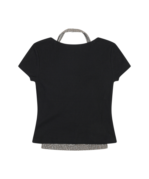 ORDINARY HOLIDAY（オーディナリー ホリデー）の「HALTER LAYERED SHORT SLEEVE SET [BLACK]（Tシャツ/カットソー・レディース・その他・FREE）」の4枚目の写真