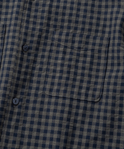 NONBLANK(ノンブランク)の「ギンガムチェッククロップHSシャツ_KHAKI BLUE(シャツ/ブラウス・メンズ・カーキ・SMALL/MEDIUM/LARGE/X-LARGE)」の5枚目の写真