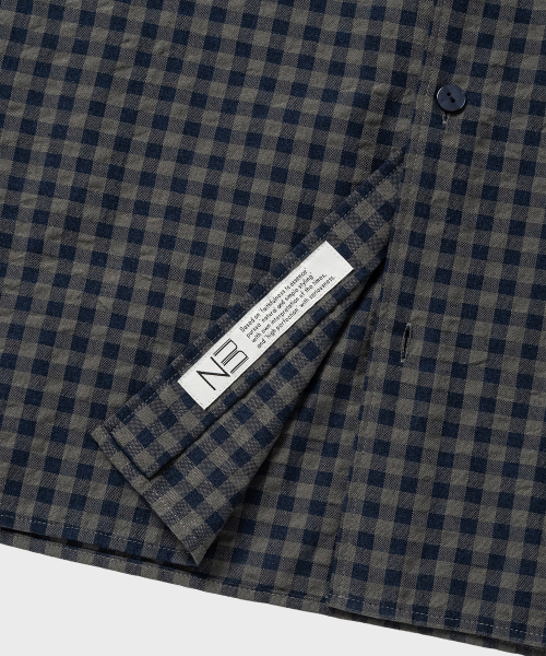 NONBLANK(ノンブランク)の「ギンガムチェッククロップHSシャツ_KHAKI BLUE(シャツ/ブラウス・メンズ・カーキ・SMALL/MEDIUM/LARGE/X-LARGE)」の9枚目の写真