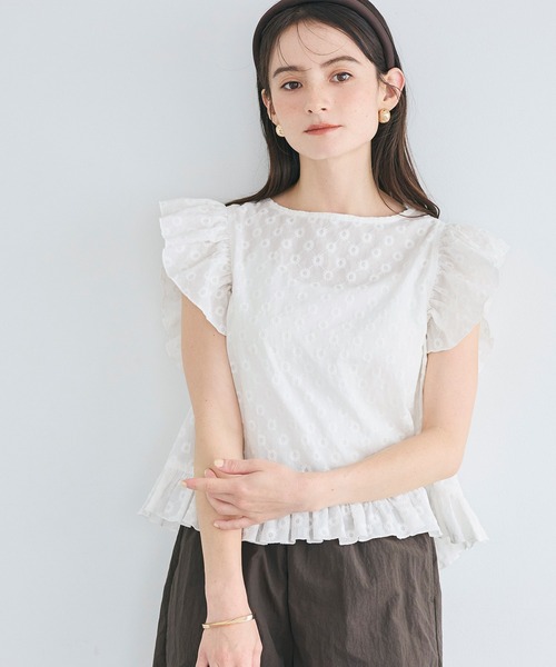coca(coca)(コカ)の「コットンレースフリルトップス(Tシャツ/カットソー・レディース・ホワイト/ブラウン・L/S/M)」の20枚目の写真