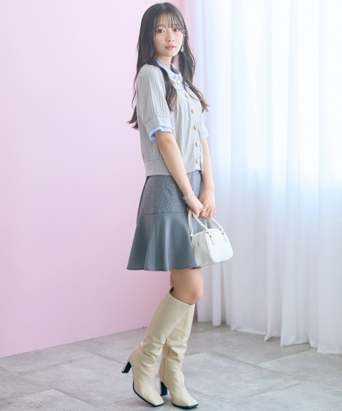 marun(マルン)の「<大きいサイズ>チェック柄ショート丈フレアスカート marun(スカート・レディース・グレー/ピンク・5L/4L/3L/LL/L)」の16枚目の写真