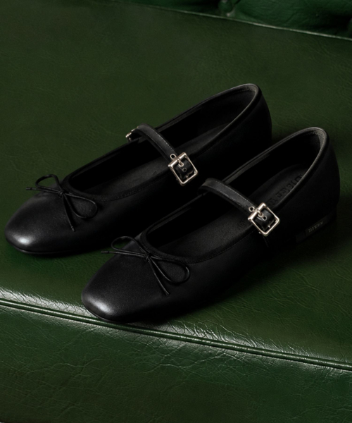 DIFFERSHOE（ディファーシュー）の「ベルリン スクエア リボン メリージェーン 5CM [レザー]（バレエシューズ・レディース・ブラック・22cm/22.5cm/23cm/23.5cm/24cm/24.5cm/25cm）」の7枚目の写真