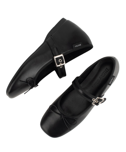DIFFERSHOE（ディファーシュー）の「ベルリン スクエア リボン メリージェーン 5CM [レザー]（バレエシューズ・レディース・ブラック・22cm/22.5cm/23cm/23.5cm/24cm/24.5cm/25cm）」の2枚目の写真