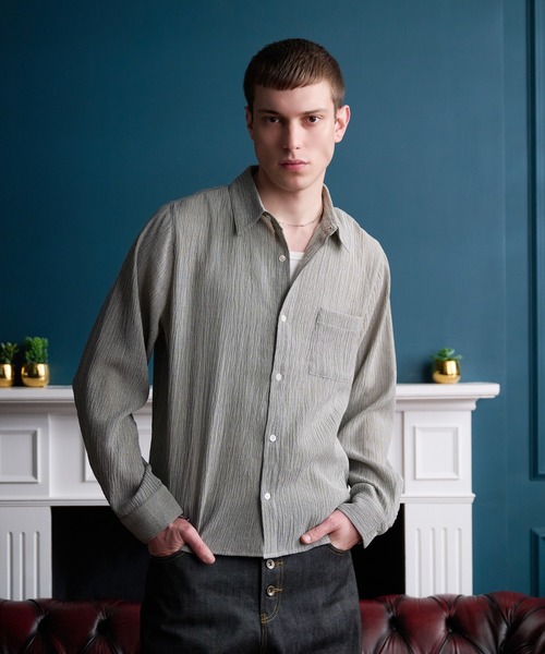 Regen Glanz(レーゲングランツ)の「crinkle texture relaxed shirt / クリンクルテクスチャーリラックスシャツ(シャツ/ブラウス・メンズ・ライトホワイト/グレー・MEDIUM/LARGE/SMALL)」の10枚目の写真