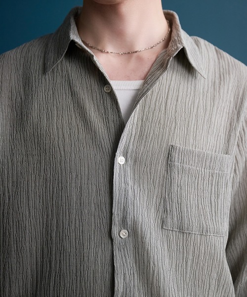 Regen Glanz(レーゲングランツ)の「crinkle texture relaxed shirt / クリンクルテクスチャーリラックスシャツ(シャツ/ブラウス・メンズ・ライトホワイト/グレー・MEDIUM/LARGE/SMALL)」の18枚目の写真