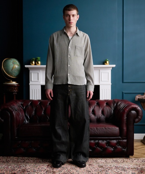 Regen Glanz(レーゲングランツ)の「crinkle texture relaxed shirt / クリンクルテクスチャーリラックスシャツ(シャツ/ブラウス・メンズ・ライトホワイト/グレー・MEDIUM/LARGE/SMALL)」の14枚目の写真