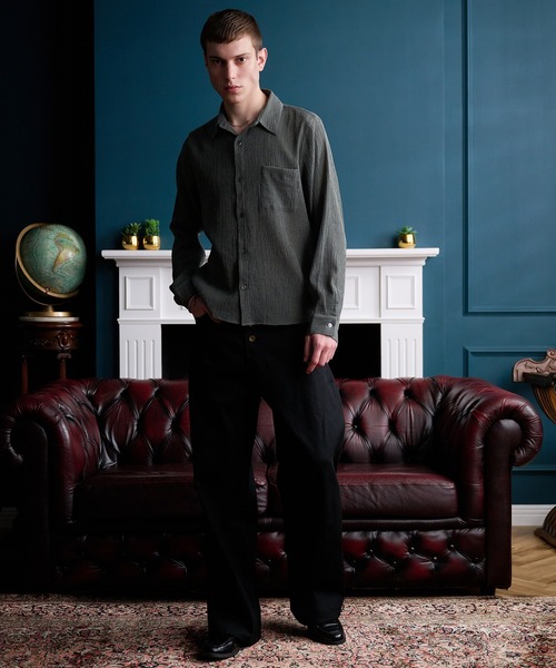 Regen Glanz(レーゲングランツ)の「crinkle texture relaxed shirt / クリンクルテクスチャーリラックスシャツ(シャツ/ブラウス・メンズ・ライトホワイト/グレー・MEDIUM/LARGE/SMALL)」の6枚目の写真