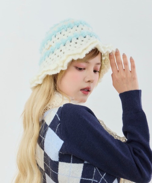 kaorinomori(カオリノモリ)の「kaorinomori メリリハット ポパル / カオリノモリ(ハット・レディース・ホワイト/ピンク/チョコ・M/57.5cm)」の6枚目の写真