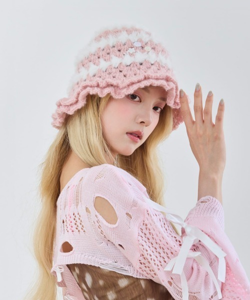kaorinomori(カオリノモリ)の「kaorinomori メリリハット ポパル / カオリノモリ(ハット・レディース・ホワイト/ピンク/チョコ・M/57.5cm)」の22枚目の写真