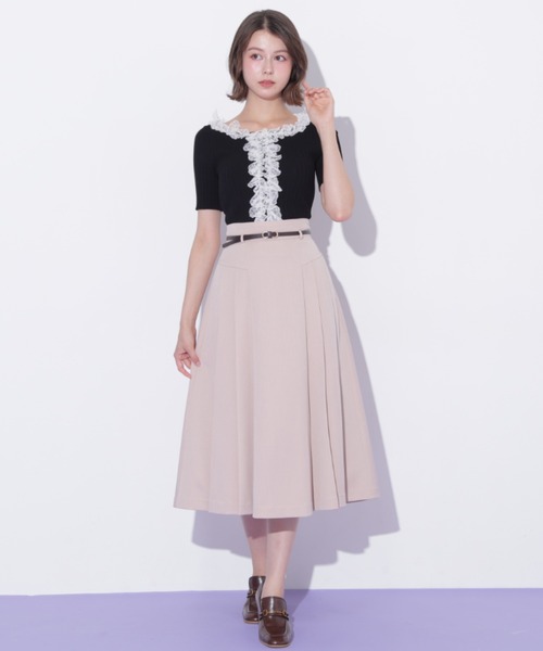 JILL by JILL STUART(ジルバイジルスチュアート)の「細ベルト付きプリーツスカート(スカート・レディース・ピンク/ネイビー/グレー系その他・FREE)」の1枚目の写真