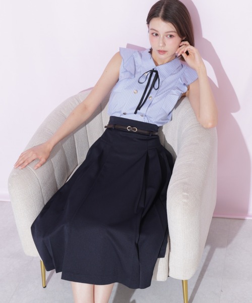 JILL by JILL STUART(ジルバイジルスチュアート)の「細ベルト付きプリーツスカート(スカート・レディース・ピンク/ネイビー/グレー系その他・FREE)」の4枚目の写真