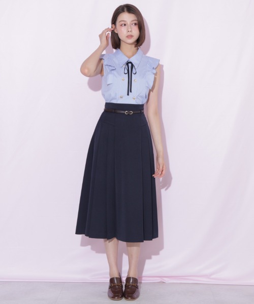 JILL by JILL STUART(ジルバイジルスチュアート)の「細ベルト付きプリーツスカート(スカート・レディース・ピンク/ネイビー/グレー系その他・FREE)」の6枚目の写真