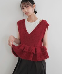 2WAYモヘアフリルニットベスト