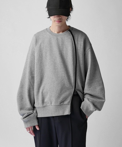 Lui's(ルイス)の「【Neucon】TWIST-ZIP VOLUME OVER SWEAT / ツイストジップボリュームオーバースウェットプルオーバー / セットアップ対応(スウェット・メンズ・ブラック/チャコールグレー/杢グレー・2/1)」の1枚目の写真