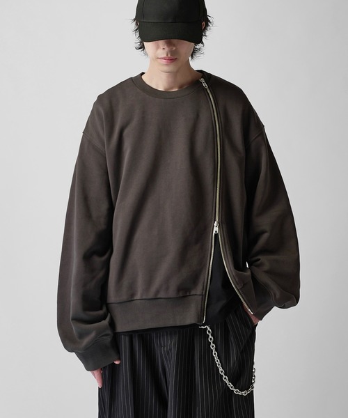 Lui's(ルイス)の「【Neucon】TWIST-ZIP VOLUME OVER SWEAT / ツイストジップボリュームオーバースウェットプルオーバー / セットアップ対応(スウェット・メンズ・ブラック/チャコールグレー/杢グレー・2/1)」の10枚目の写真