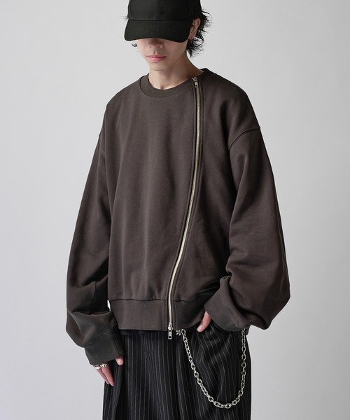 Lui's(ルイス)の「【Neucon】TWIST-ZIP VOLUME OVER SWEAT / ツイストジップボリュームオーバースウェットプルオーバー / セットアップ対応(スウェット・メンズ・ブラック/チャコールグレー/杢グレー・2/1)」の5枚目の写真