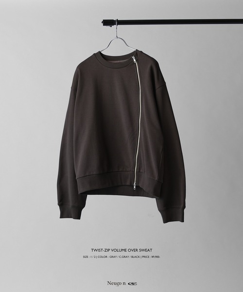 Lui's(ルイス)の「【Neucon】TWIST-ZIP VOLUME OVER SWEAT / ツイストジップボリュームオーバースウェットプルオーバー / セットアップ対応(スウェット・メンズ・ブラック/チャコールグレー/杢グレー・2/1)」の16枚目の写真