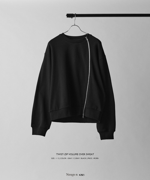 Lui's(ルイス)の「【Neucon】TWIST-ZIP VOLUME OVER SWEAT / ツイストジップボリュームオーバースウェットプルオーバー / セットアップ対応(スウェット・メンズ・ブラック/チャコールグレー/杢グレー・2/1)」の18枚目の写真